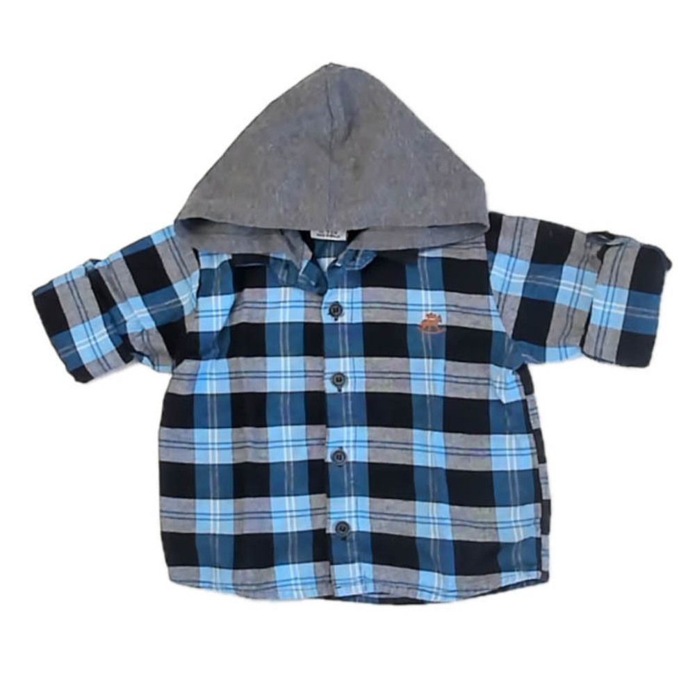 Up Baby Boys Blue Plaid Button Down Long Sleeve size: 9-12 Months